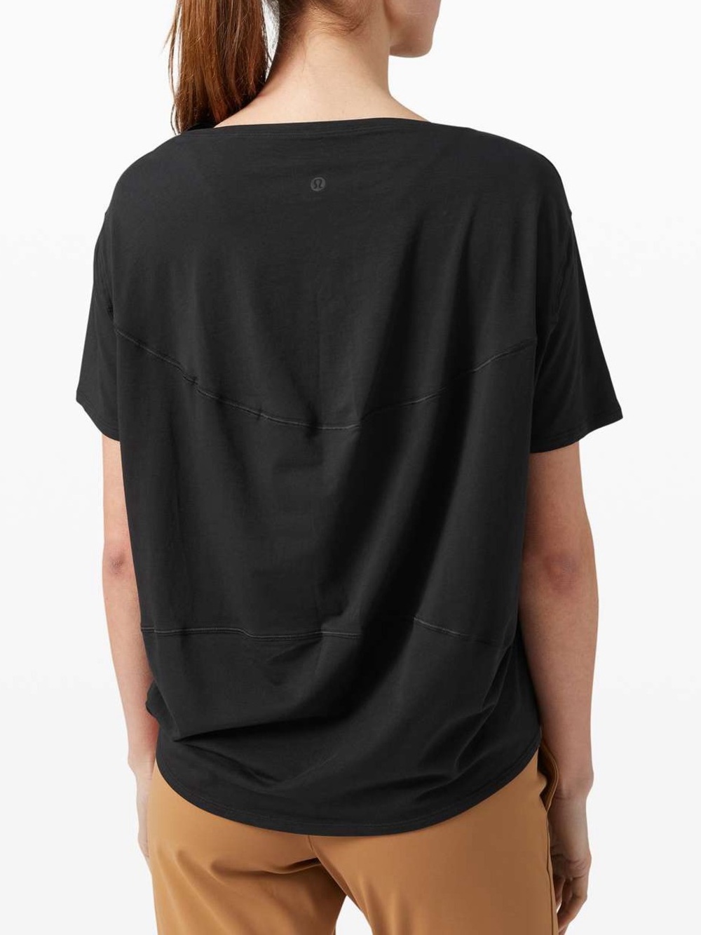 Lululemon Back In Action Short Sleeve Shirt Pima Cotton Size 8 Black